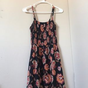 Long, side leg slit printed dress